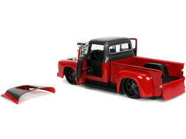 1956 Ford F-100 Pickup Truck Red and Dark Gray Metallic with Extra Wheel... - $48.94