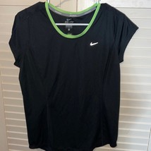 Black Nike Dri-Fit running t-shirt with neon green collar Dri-Fit - £9.37 GBP