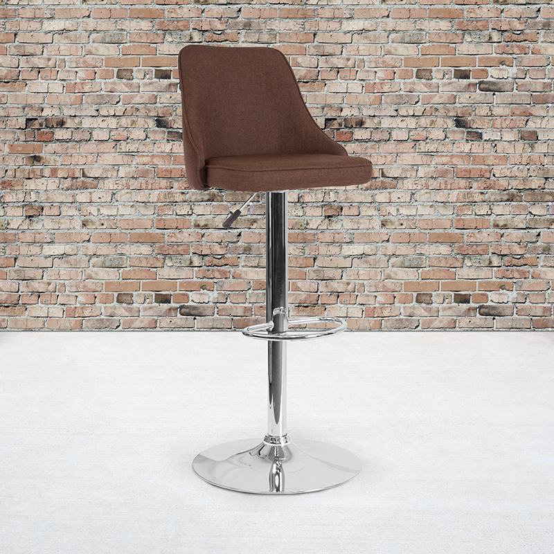 Brown Fabric Barstool DS-8121A-BRN-F-GG