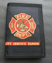 FIRE DEPARTMENT DEPT DUTY SERVICE HONOR EMBROIDERED WALLET TRI-FOLD HEAV... - £7.82 GBP