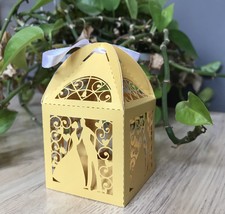 100pcs Pearl Gold Bride Groom Laser Cut Wedding Gift Box,Gift decorative... - $34.00
