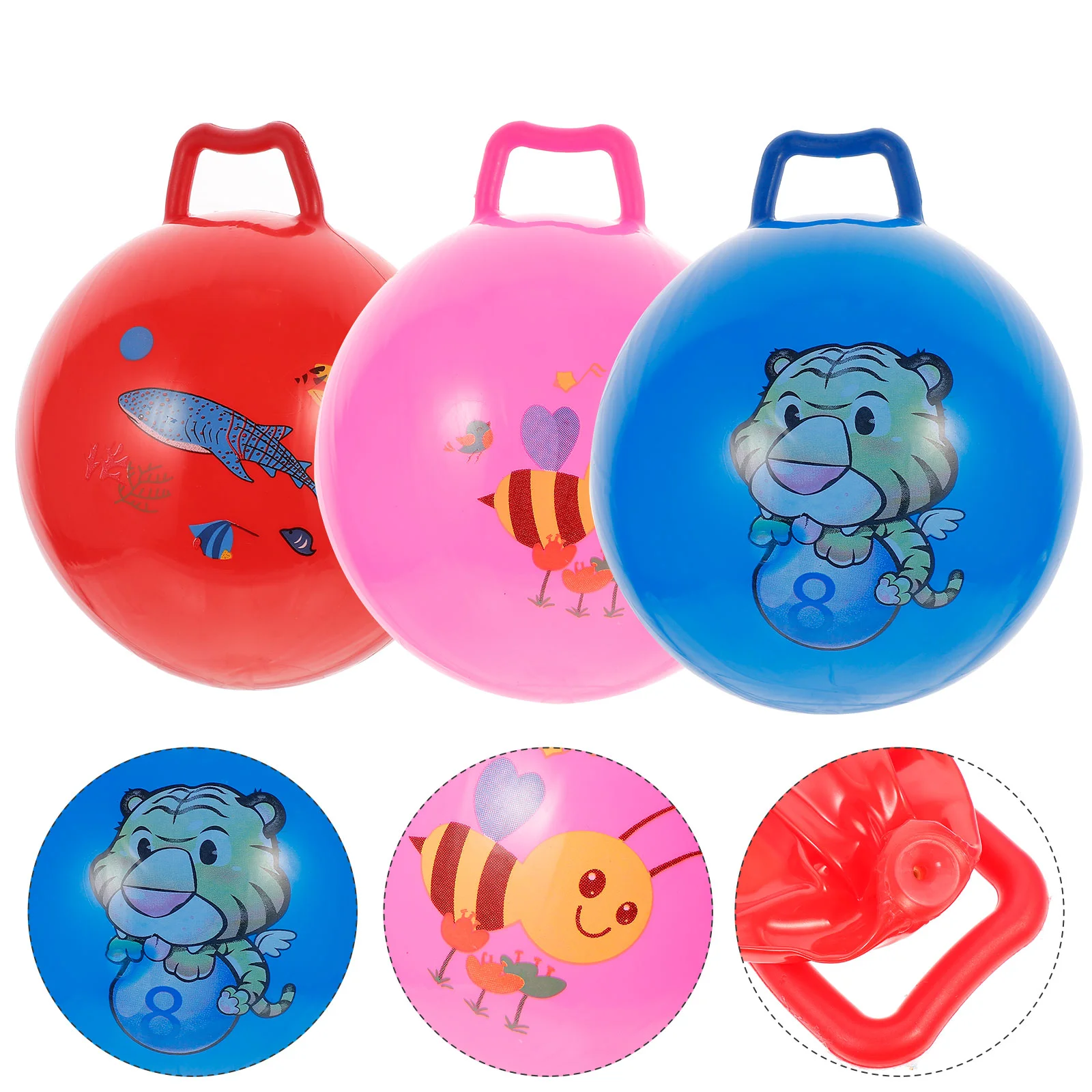 3 Pcs Ball Inflatable Toy Jumping with Handle Kids Educational Toys Aldult - £10.97 GBP