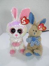 TY Flippables Bonnie the Bunny 8&quot; &amp; Ty Beanie Babies Posy the Bunny  Eas... - £10.97 GBP
