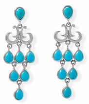 Beautiful Handmade Pear Reconstituted Turquoise 925 Silver Chandelier Earrings - £155.43 GBP