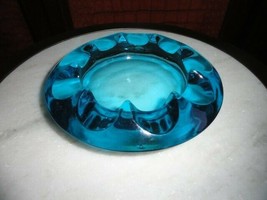 Adolph Matura Retro Sklo Onion , Czech ashtray light blue vintage glass 7&quot; - £74.48 GBP