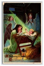 Nativity Scene Angels Baby Jesus Merry Christmas 1914 DB Postcard W7 - £3.85 GBP