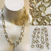 Vintage Silver and Brass CII 925 Mexico Large-Link Necklace 24” 54.5 Grams - £128.98 GBP