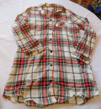 Wondershop Women&#39;s Pajama Sleep Night Shirt Plaid Size S small White Red... - £23.66 GBP