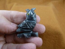 Y-BIR-OW-38) baby gray HORNED OWL figurine SOAPSTONE Peru love little ow... - $12.68 CAD