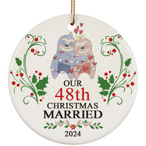 Our 48th Years Christmas Married Ornament Gift 48 Anniversary Funny Sloth Couple - $15.79