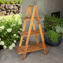 Ladder Shelf Plant Stand Shelving Unit Wooden Indoor Outdoor Free Standing New ~ - £112.76 GBP