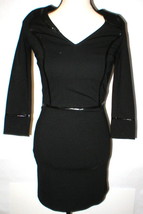 New Womens NWT $1200 Designer Emporio Armani Dress Black IT 40 4 Piping Sheath  - £949.45 GBP