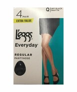 L&#39;eggs Everyday Reinforced Panty Sheer Toe Regular Pantyhose, 4 Pair Bla... - $307.21 MXN
