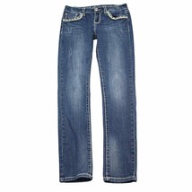 LA Idol Jeans Pants Womens 7 Blue Denim Flat Front Mid Rise Skinny Pockets - $29.68