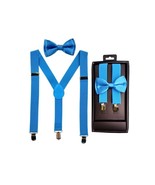 Light Blue Kid Suspender Set With Matching Polyester Bowtie - £3.90 GBP