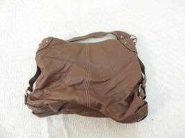 Brown Leather Women's Handbag/Purse Bronze Accents Zip Close Medium 50782 - $13.50