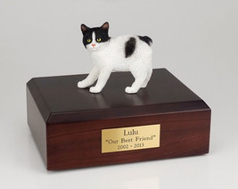 Manx Black &amp; White Cat Figurine Pet Cremation Urn Available in 3 Colors/... - £136.21 GBP+