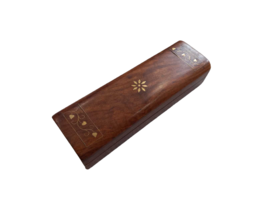 8&quot; Natural Wood Glass Relic Case Incense Storage Box Christian Church Home 20cm - £14.25 GBP