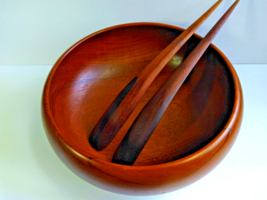Vintage Kay Bojesen Danish Teak Wood Serving Bowl with Tongs MCM Made Denmark - £776.96 GBP