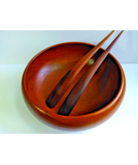 Vintage Kay Bojesen Danish Teak Wood Serving Bowl with Tongs MCM Made De... - $989.01