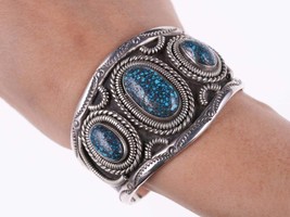 c1970&#39;s Lander Blue Turquoise Native American Silver bracelet - £19,305.62 GBP