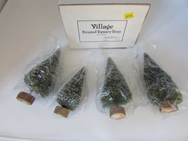 DEPT 56 52019 VILLAGE FROSTED TOPIARY TREES SET OF 4  MINT IN BOX  L126 - $168.44 MXN