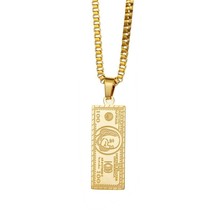 Stainless Steel 18k Gold Plated Dollar Bill Pendant Hip Hop Men&#39;s And Women&#39;s Ne - £13.10 GBP