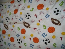 100% Cotton Twin Flat Sheet Single Bed Sport Ball Football Baseball Basketball - £5.13 GBP