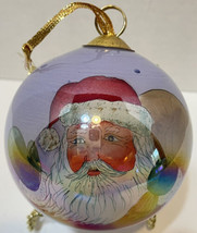 Vintage 1999 Hand Painted Santa Claus Merry Christmas Glass Ball Ornament 4&quot; - £19.56 GBP