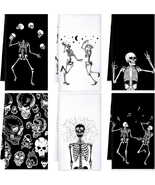 6 Pcs Halloween Skull Kitchen Towels Skeleton Dish Hand Towels Gothic Sk... - $369.25 MXN