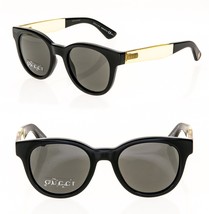 GUCCI GG1159S Round Black Crystal Yellow Stripe Unisex Sunglasses 1159 Authentic - £316.73 GBP