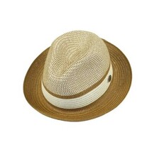Men's Bently Semi Crushable Fedora Briad Straw Hat Dante DA224 Ivory Cognac image 3