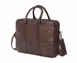 Genuine Leather Men Bag Business Men Briefcase Leather 15.6&quot; Laptop Bag - £88.22 GBP