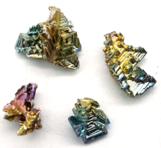 Group of 4 Rainbow Bismuth Crystals See All Pictures &amp; Description  9 grams - £3.97 GBP