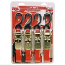 Erickson 01418 Red 1&quot; x 10&quot; Ratcheting Tie-Down Strap, (Pack of 4) - $33.49