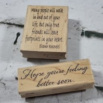 Rubber Stamps Lot Of 2 Words Phrases True Friends Feel Better Soon Crafts  - £9.34 GBP
