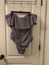 Women’s Kona Sol 1 Piece Swimming Suit Black &amp; White Checked Gingham Str... - $37.28 CAD+