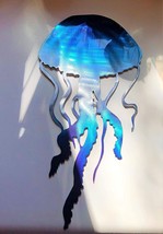 Jellyfish Metal Wall Art Accent Blue Tinged 16&quot; x 7 3/4&quot; - £25.05 GBP