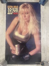 Coors Light Poster Beer Blonde Boxing Girl Women Beat Bud Vtg Extra Gold - $17.77