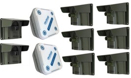 Wireless 800m Driveway Alert System With 2x Receivers &amp; 8x PIR&#39;s with Lens Caps - £649.93 GBP