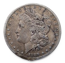 1889-CC Silver Morgan Dollar in Fine Condition, VF in Wear, Rim Damage - $1,486.99