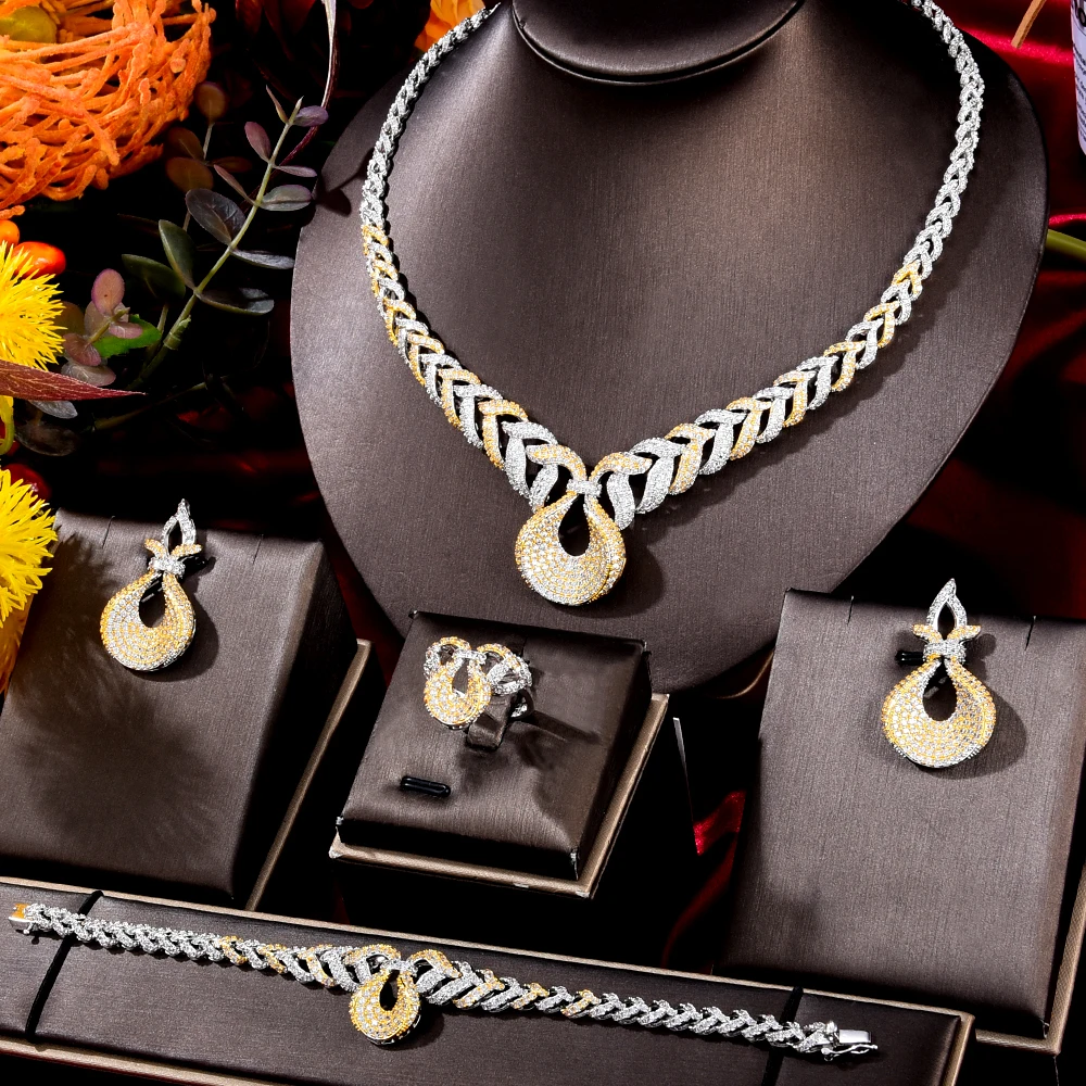 Icedout Hip Hop Miami Cuban Links Trendy Jewelry Sets For Women Wedding Cubic Zi - $211.93