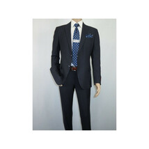 Men Suit BERLUSCONI Turkey 100% Italian Wool Super 180's #Ber29 Navy Blue Stripe image 3