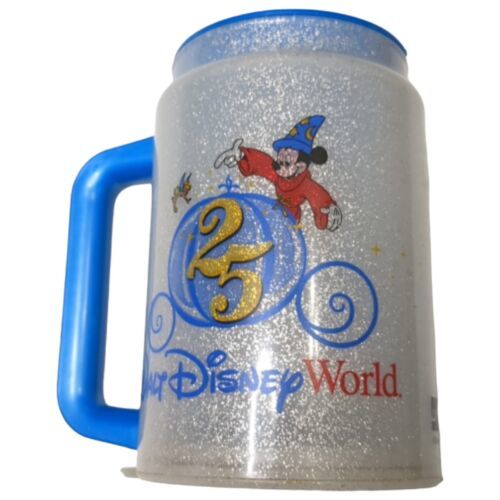 Walt Disney World 1996 25th Anniversary Souvenir Travel Mug Cup Sparkles Mickey - $7.03