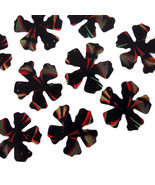 Glossy Black Red Green Yellow Flowers Die Cut set - £2.34 GBP