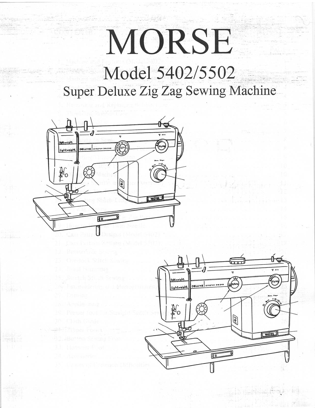 Instruction Manual, Deluxe Zig Zag
