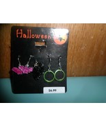 Halloween earrings 3 on card New bat,spiders &amp; hoops - £4.57 GBP
