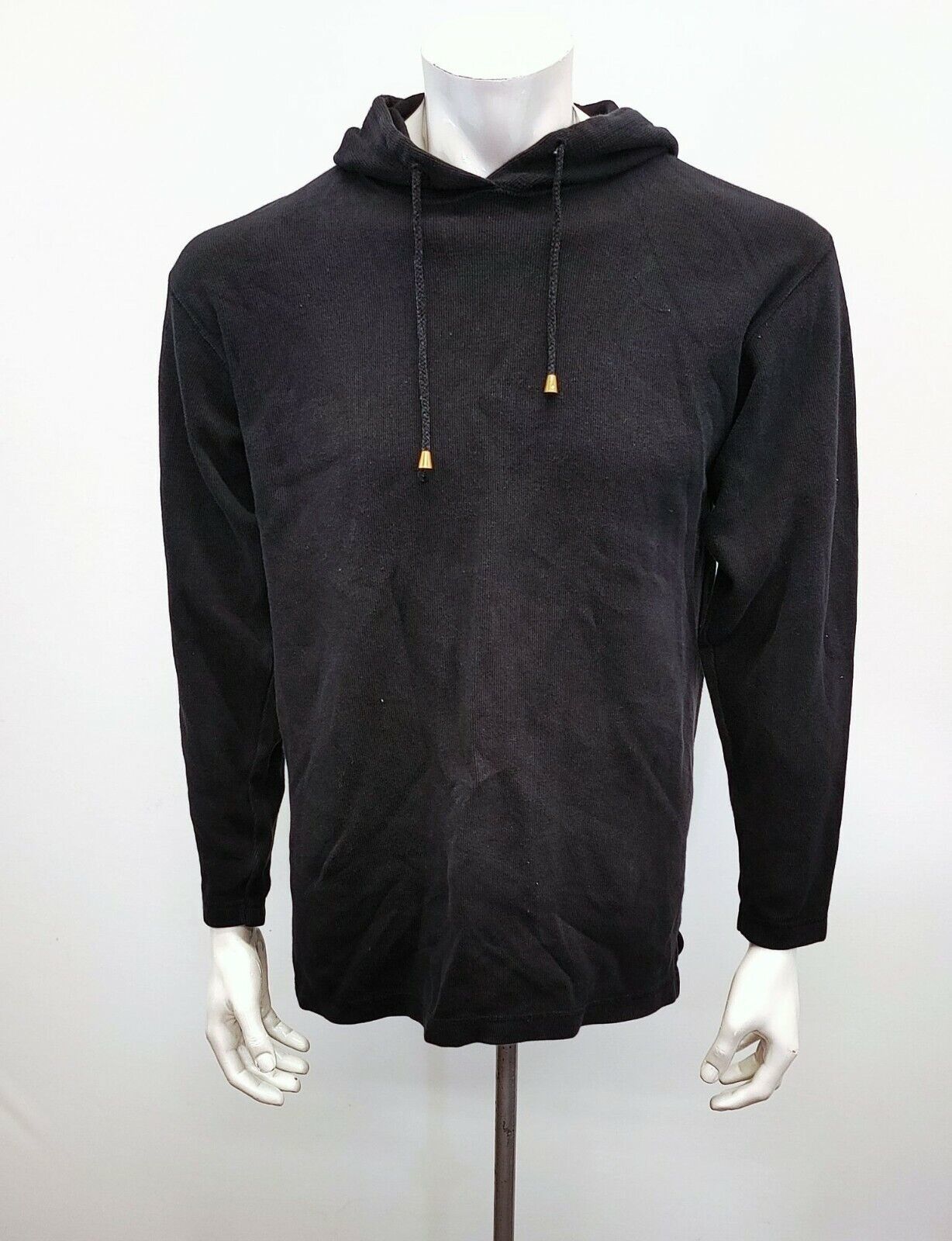 Primary image for Blue Rodeo Men's Ribbed Hoodie Size Small Black Cotton Long Sleeve