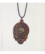 SALE Grateful Dead SYF Mahogany Wood Blown Glass Pendant  Necklace  #1 - $49.22 CAD