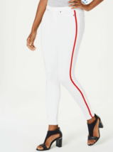 NWT HUE Womens Racer Stripe Original Denim Leggings White pants  Large - £34.61 GBP